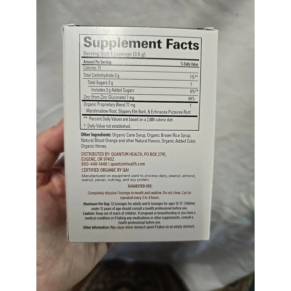 Quantum Health TheraZinc USDA Organic Zinc Lozenges|Blood Orange|Immune Support